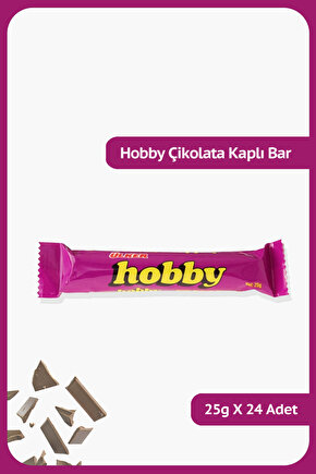 HOBBY - Sütlü Kokolin Kaplamalı Kakaolu ve Fındıklı Bar - 25 gram - 24 Adet