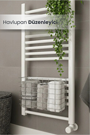 Asılabilir Havlupan Düzenleyici Banyo Havluluk Kurutma Sepeti Tuvalet Kağıdı Organizeri Krom