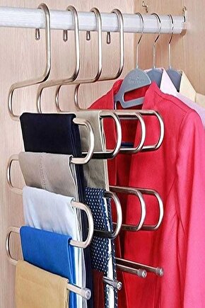 Dekoratif Metal Dolap Içi Krom Askı Pantolon Askısı Çoklu Askılık