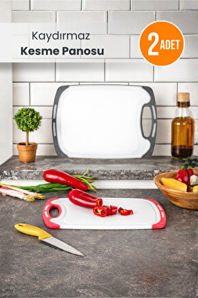 2 Boy Kaydırmaz Tabanlı Kesme Tahtası