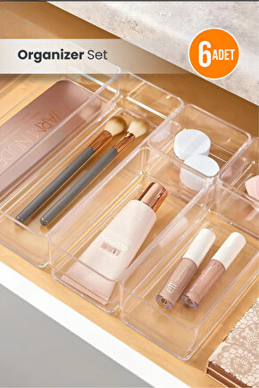 Makyaj ve Takı Düzenleyici Organizer Set 6lı