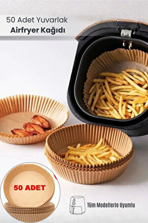 Airfryer Pişirme Kağıdı Yuvarlak 50 Adet Hava Fritözü Airfryer Firitözü Airfryer Yağsız Firitöz
