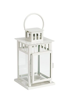 QUİCK Asılabilir Fener Mumluk Yükseklik 20 Cm Dekoratif Tealight Mumluğu Beyaz Renk 0098