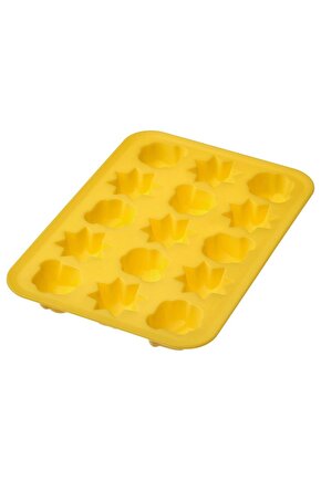 2 Adet Şekilli Buz Kalıbı 2x20x14,5 Cm 2li Set 15 Bölmeli Buz Kalıbı Kauçuk Sarı Renk