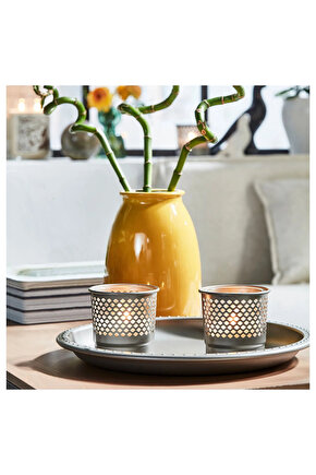 Metal Tealight Mumluk Yükseklik: 9 Cm Çelik Mum Kabı Çap: 10 cm