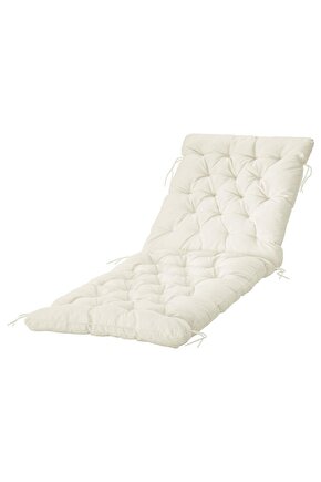 Şezlong Minderi, Bej Renk 190x60 cm Bağcıklı Minder İç-Dış Mekan