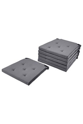Justina 6 Adet Sandalye Minderi, Gri, 4235x40x4 Cm