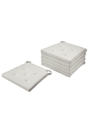 Justina 6 Adet Sandalye Minderi, Ekru, 4235x40x4 Cm