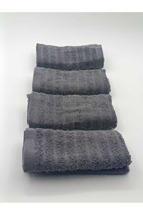 4 Adet El Havlusu, Koyu Gri Renk MeridyenDukkan 30x30 cm Pamuk ,4 Li El-Kurulama Havlu