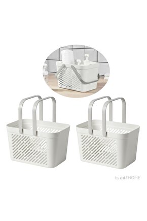 2 Adet Beyaz Sepet Çok Amaçlı Banyo Sepeti Duş Sepeti Banyo Düzenleyici Beyaz