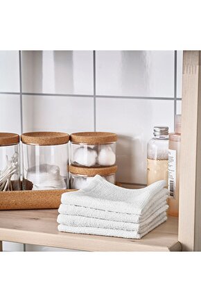 4 Adet Küçük Banyo Havlusu 25x25 Cm El Yüz Havlusu İkea 4lü Set Pamuk Havlu Beyaz Renk
