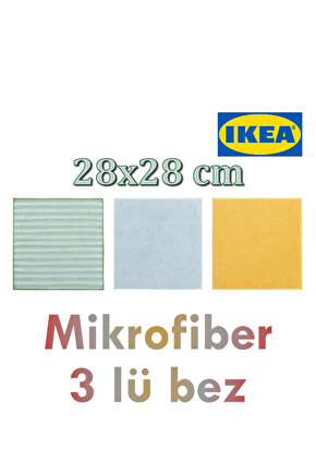 PEPPRIG çok renkli 28x28 cm mikrofiber bezi 3 parça