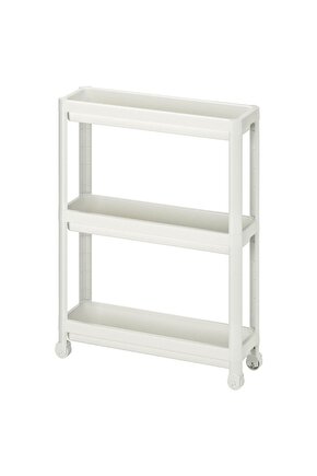 Servis Sehpası Beyaz 54x18x71 cm Mutfak-Banyo Düzenleyicisi 3 Katlı Tekerlekli