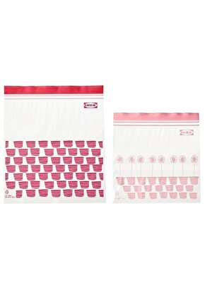 Istad Kilitlenebilir Buzdolabı Poşeti, 50parça 25x24cm 25 Adettir.21x19cm 25adet Pembekırmızı