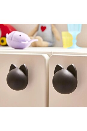 QUİCK 2 Adet Çocuk Odası Dolap Kulpu Çap 3,8 Cm 2li Set Çekmece Şekilli Dolap Topuzu Antrasit 006513