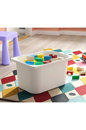 QUİCK Beyaz Çocuk Odası Eşya Oyuncak Saklama Kutusu 42x30x23 Cm Plastik Kutu Düzenleyici
