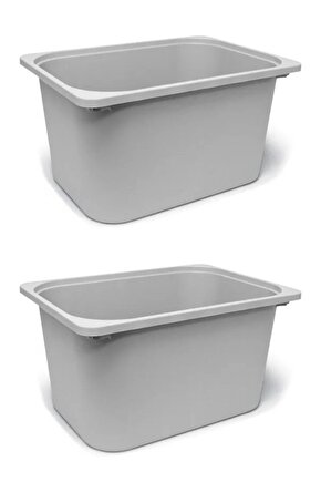 QUİCK 2 Adet Gri Çocuk Odası Eşya Oyuncak Saklama Kutusu 42x30x23 Cm 2li Set Saklama Plastik