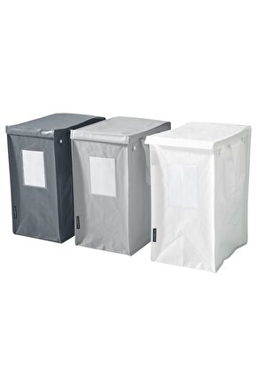 çamaşır sepeti, beyaz-koyu gri-açık gri, 35 lt, 3 adet