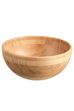 QUİCK Bambu Servis Kasesi Çap 28 Cm Sofra Salata Sunum Kasesi Ahşap Kase Hacim 4.5 litre