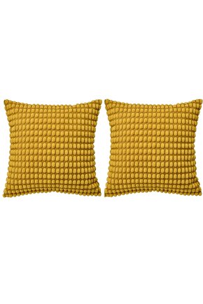 2 Adet Kırlent Kılıfı 50x50 Cm Fermuarlı 2li Set Minder Kılıf Sarı Renk İçi Dahil