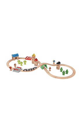 LILLABO TREN SETİ 45Lİ ÇOK PARÇALI TREN SETİ AHŞAP TREN