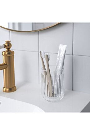 QUİCK Cam Diş Fırçalığı Yükseklik: 11 Cm Banyo Fırça Koyma Kabı Cam Fırçalık