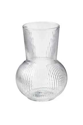 Premium Ürün Küçük Boy 17 Cm Desenli Yüzey Yuvarlak Modern Cam Vazo