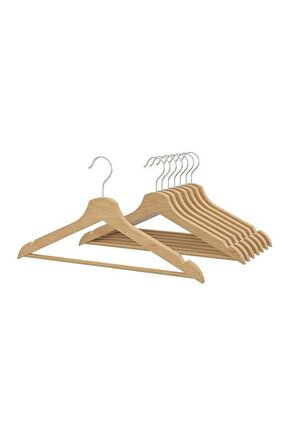 Bumerang ahşap askı donmezco Elbise Giysi Askısı - Naturel Askı 8 Li Paket