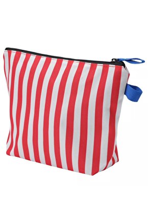 Organizer Çanta, bavul içi düzenleyici Skogssallat 30x21x10 cm Kırmızı Beyaz Çizgili Makyaj Çantası