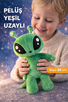 Aftonsparv 34 Cm Yeşil Uzaylı Alien Yumuşak Peluş Oyuncak