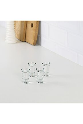 Likor Bardağı, Shot Bardağı, Cam, 2,5 cl, 4 Adet