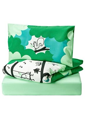 Grönfınk bebek nevresim takımı, 60x120 yeşil-turkuaz