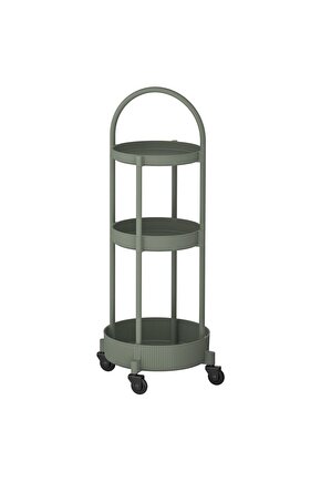 Servis Arabası, Gri-Yeşil, Yükseklik: 86 cm Uzunluk: 36 cm Genişlik: 36 cm Çap: 36 cm