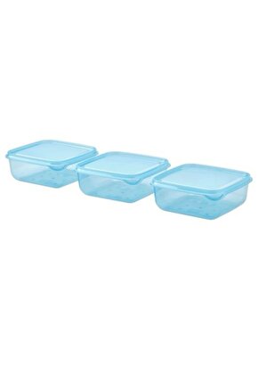 Pruta plastik saklama kabı seti mavi 0,6lt, 3 parça