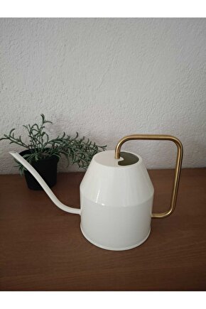 Çiçek Bitki Sulama Kabı, Krem - Altın Rengi, 0,9 Lt