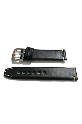 Her Saate Uygun  El Yapımı 22  mm Hakiki  Deri Kordon Siyah