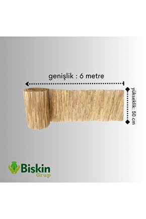 50CM x 6M Misina Ipli Doğal Bambu Kamış Çit,bahçe Çiti,balon Çiti,hasır Çit, Gölgelik