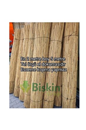 2x5 Telli Kamış Bambu Çit , Hasır Gölgelik,Balkon ve Bahçe Çiti