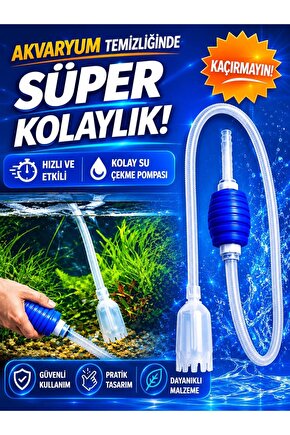 Akvaryum Sifon Pompası Akvaryum Dip Çekim Hortumu Su Değişim Temizlik Aparatı