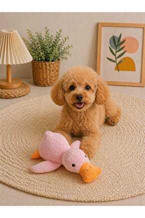 Hışırtılı Peluş Köpek Oyuncağı Ördek Model Yumuşak Sesli Diş Dostu Oyuncak (Dayanıklı & Eğlenceli)