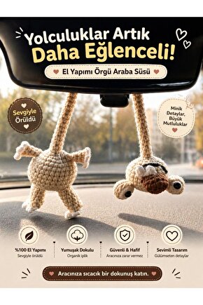Buz devri sid amugurumi çanta süsü , çanta charmı, direksiyon süsü aksesuarı TELSİZ