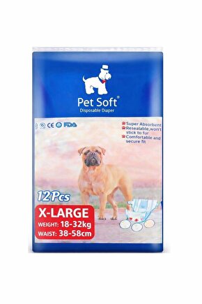 Pet Soft Köpek Bezi 12 Adet Süper Emici, Sızdırmaz, Konforlu XL Beden Seçenekli Köpek Tuvalet Pedi