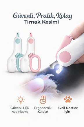 LED Işıklı Kedi Köpek Tırnak Makası Güvenli Pratik Kesim Evcil Hayvan Tırnak makası