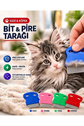 Kedi Köpek Bit Pire Tarağı Paslanmaz Çelik İnce Diş Tarak Tüy Temizleyici Parazit Temizleme Tarağı