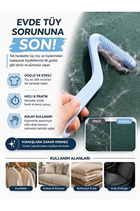 Kedi Köpek Tüy Toplayıcı Fırça Pratik Tüy Temizleme Aparatı Koltuk, Kıyafet ve Halı Etkili Temizlik