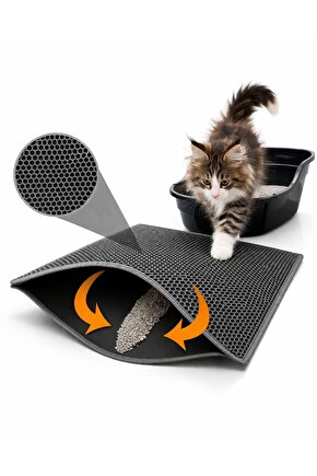 Kedi Kumu Paspası Çift Katmanlı Elekli Kedi Tuvalet Önü Matı – Kum Toplayıcı Kaymaz Pet Paspası
