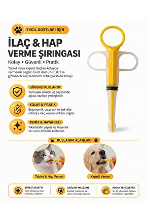 Kedi Köpek İlaç Verme Aparatı | Hap & Tablet Verme Şırıngası | Kolay Yutturma Pet İlacı Verme Aleti