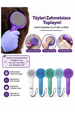 Kedi Köpek Tüy Toplayıcı Tarak | Çift Taraflı Temizleme & Bakım Fırçası | Tüy Alma Aparatı