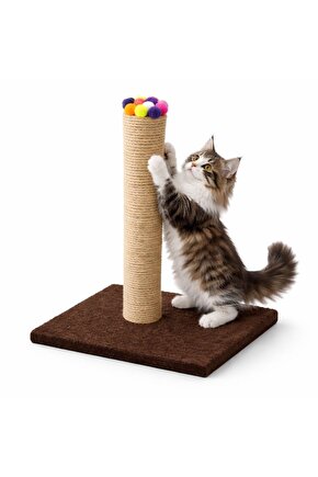 Kedi tırmalama tahtası karışık renk ponpon süslü