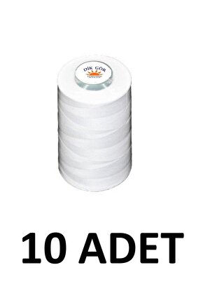 KOZALI MARKA 10 Adet 120 Numara Beyaz Polyester Dikiş İpliği 5000 Metre